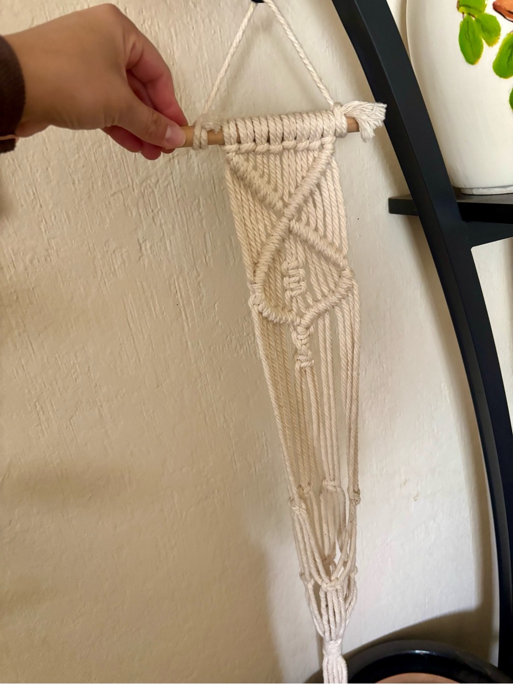 Handmade Macramé Plant Hanger - Cream Wall Decor